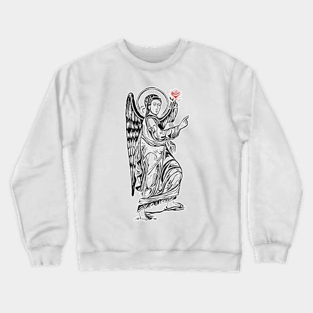 Gabriel With Rose Archangel Design Crewneck Sweatshirt by Pikmi